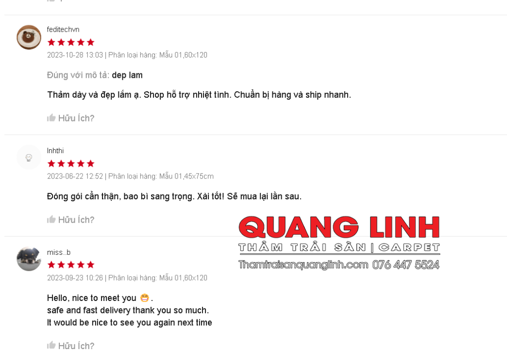 Thảm trải sàn Quang Linh