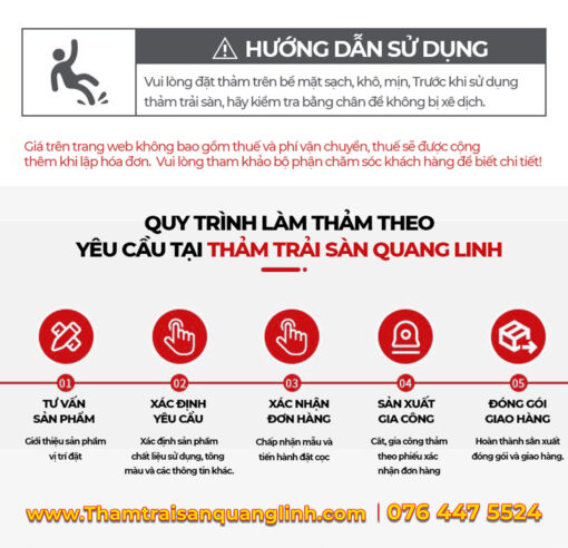 Quy trình đặt làm thảm theo yêu cầu tại Thảm Trải Sàn Quang Linh