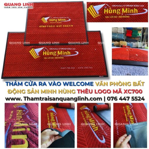 THẢM CỬA RA VÀO WELCOME VĂN PHÒNG BẤT ĐỘNG SẢN MINH HÙNG THÊU LOGO MÃ XC700
