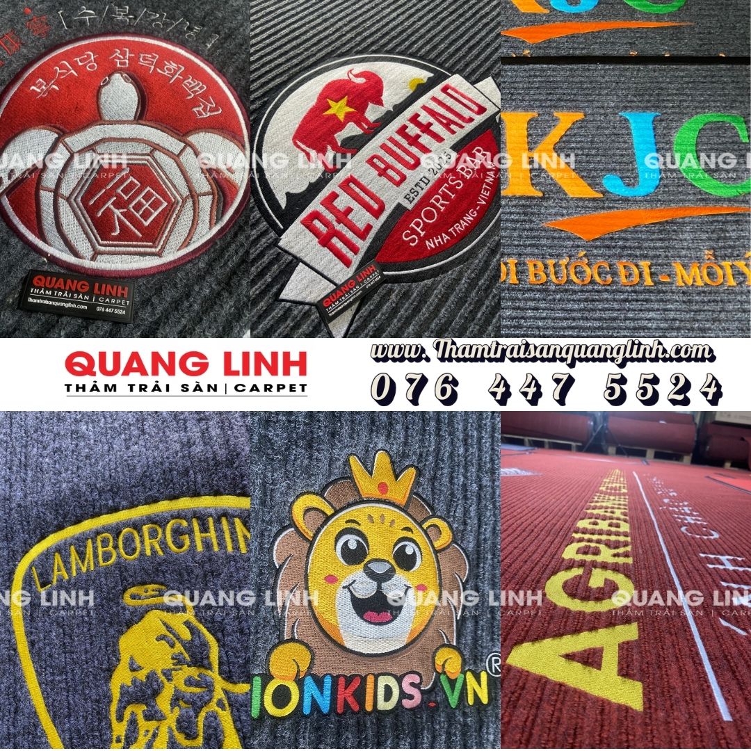 Thêu logo trên thảm trải sàn Thêu logo trên thảm trải sàn