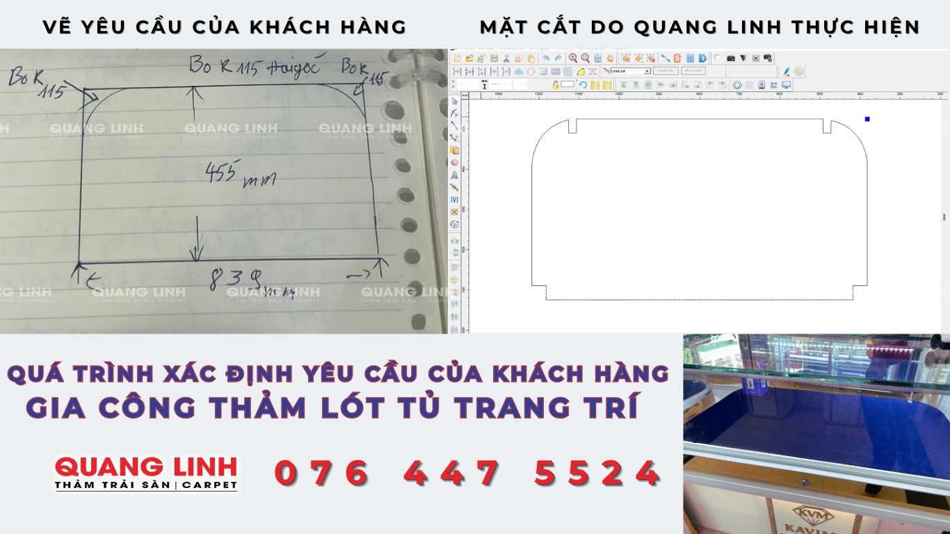 GIA CÔNG THẢM LÓT TỦ TRANG TRÍ TRƯNG BÀY TP.HCM