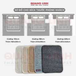 Kích thước đề xuất cho thảm phòng khách