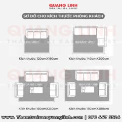 Kích thước đề xuất cho thảm phòng khách