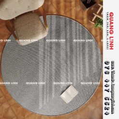 Thảm trải sàn tròn phòng khách decor cổ điển màu xám