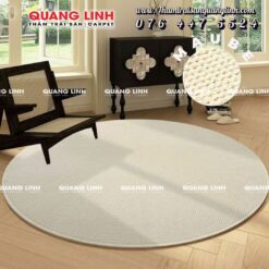 Thảm trải sàn tròn phòng khách giá rẻ decor cổ điển màu be